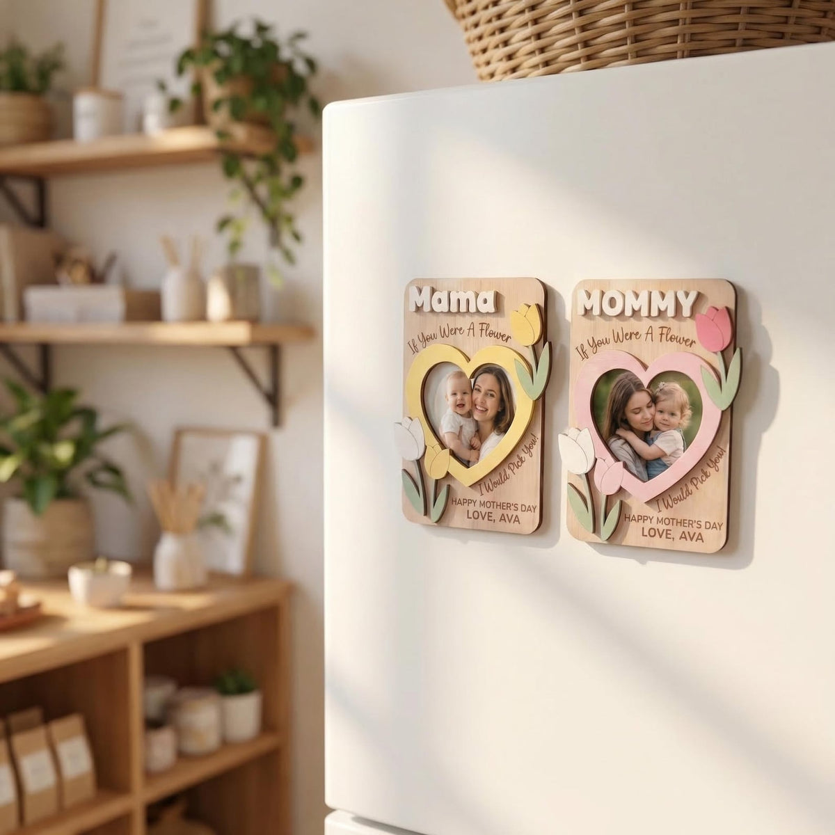 Floral Mothers Day Fridge Magnet,Mom Fridge Photo Magnet,Mother s Day photo frame,Mom Gift,Gift for Grandma ,Gift for Mom