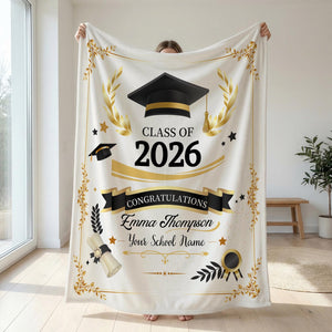 Custom Graduation Blanket,Senior Graduation Gift,Graduation Blanket Gift for Her,Class of 2026 Senior Boy Gift,Class of 2026 Keepsake Throw