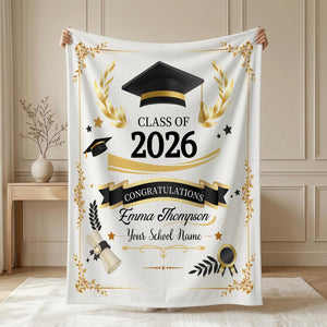 Custom Graduation Blanket,Senior Graduation Gift,Graduation Blanket Gift for Her,Class of 2026 Senior Boy Gift,Class of 2026 Keepsake Throw