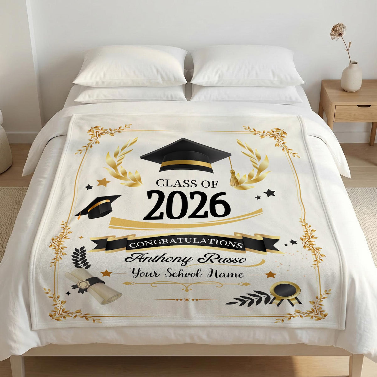Custom Graduation Blanket,Senior Graduation Gift,Graduation Blanket Gift for Her,Class of 2026 Senior Boy Gift,Class of 2026 Keepsake Throw