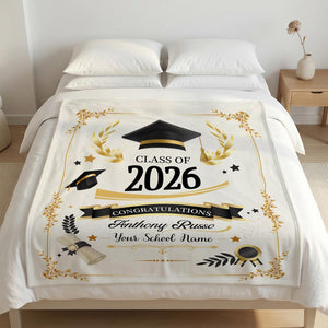 Custom Graduation Blanket,Senior Graduation Gift,Graduation Blanket Gift for Her,Class of 2026 Senior Boy Gift,Class of 2026 Keepsake Throw