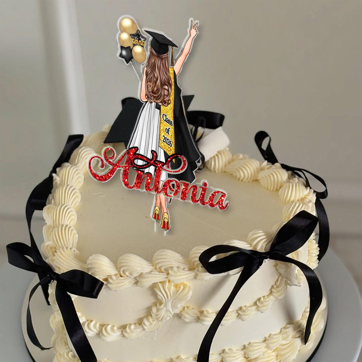 Personalized Girls Graduation Cake Topper: College Graduation Favors, Congrats Grad Cake Decor, Class Of 2026 Party Supplies