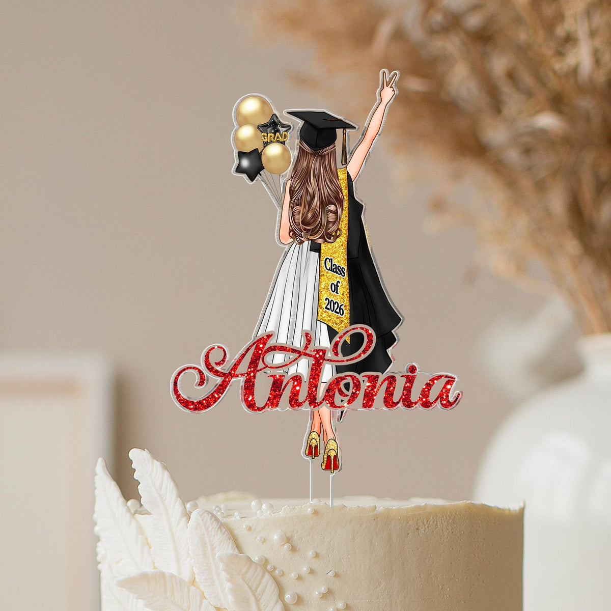 Personalized Girls Graduation Cake Topper: College Graduation Favors, Congrats Grad Cake Decor, Class Of 2026 Party Supplies