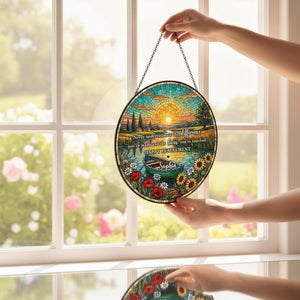 Personalized Retirement Sunflower Suncatcher, Floral Window Decor