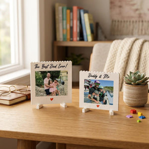 Daddy & Me Custom Puzzle Personalized Brick Photo Block Gift for Father s Day, Birthday, Family Keepsake
