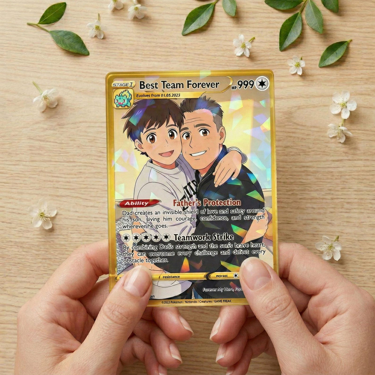 Custom Father Son Card, Personalized Dad and Son Portrait, Trading Card Gift for Father s Day, Family Keepsake