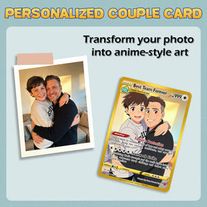 Custom Father Son Card, Personalized Dad and Son Portrait, Trading Card Gift for Father s Day, Family Keepsake