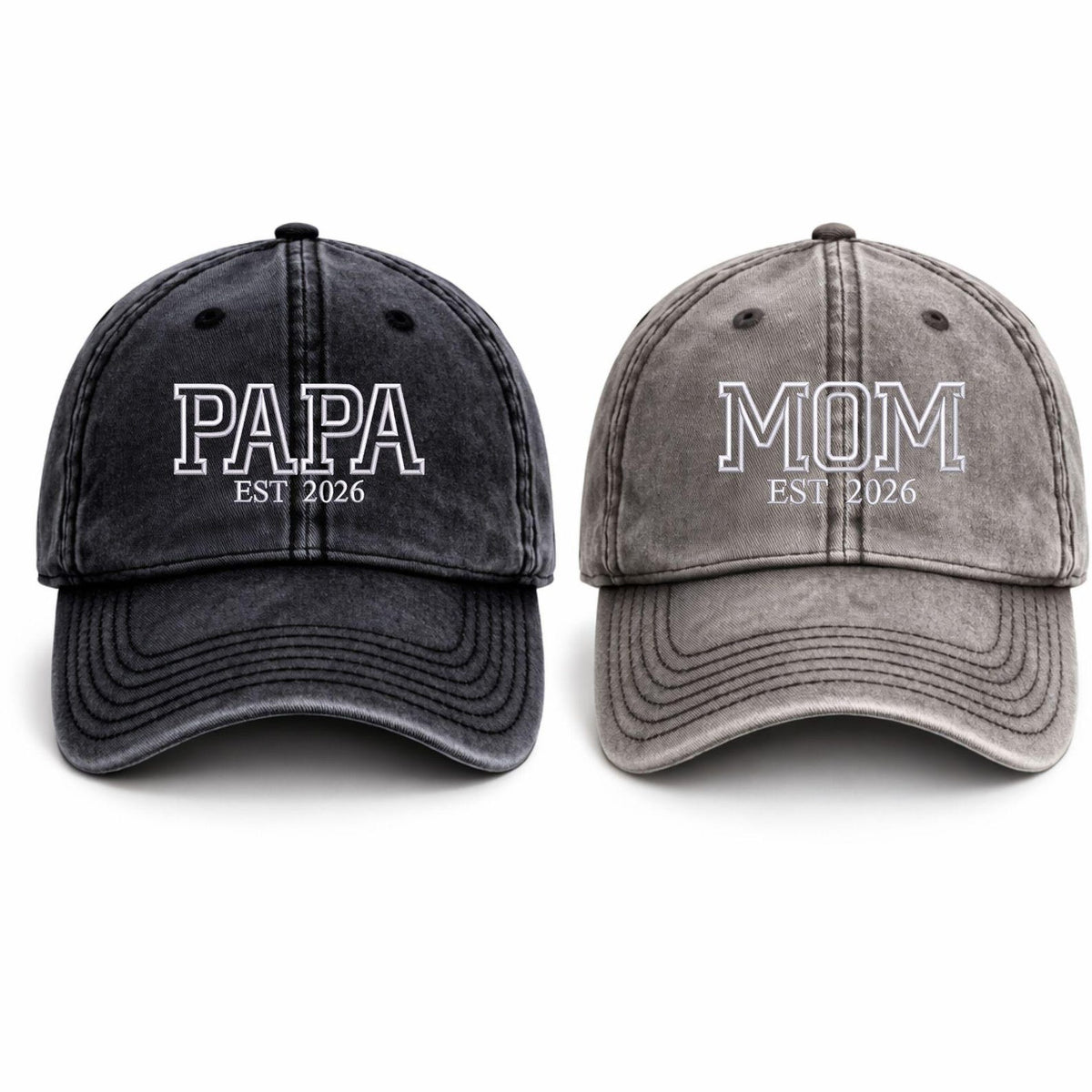 Custom Embroidered Mom Dad Hat | Dad Hat with Est Year | Baby Announcement Hat | Matching Family Baseball Cap | New Mom Vintage Hat