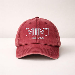 Custom Embroidered Mom Dad Hat | Dad Hat with Est Year | Baby Announcement Hat | Matching Family Baseball Cap | New Mom Vintage Hat