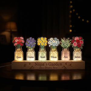 Custom Grandma's Garden Birth Month Flowers Night Light, Acrylic LED Light, Mother Lamp, Grandma Gift from Grandkids, Mother's Day Gift