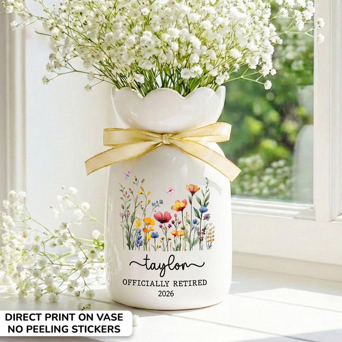 Retirement Ceramic Flower Vase, Retirement Gift for Boss, Appreciation Vase for Teacher, Happy Retirement, Thank You Gift, Retired Coworker Gift