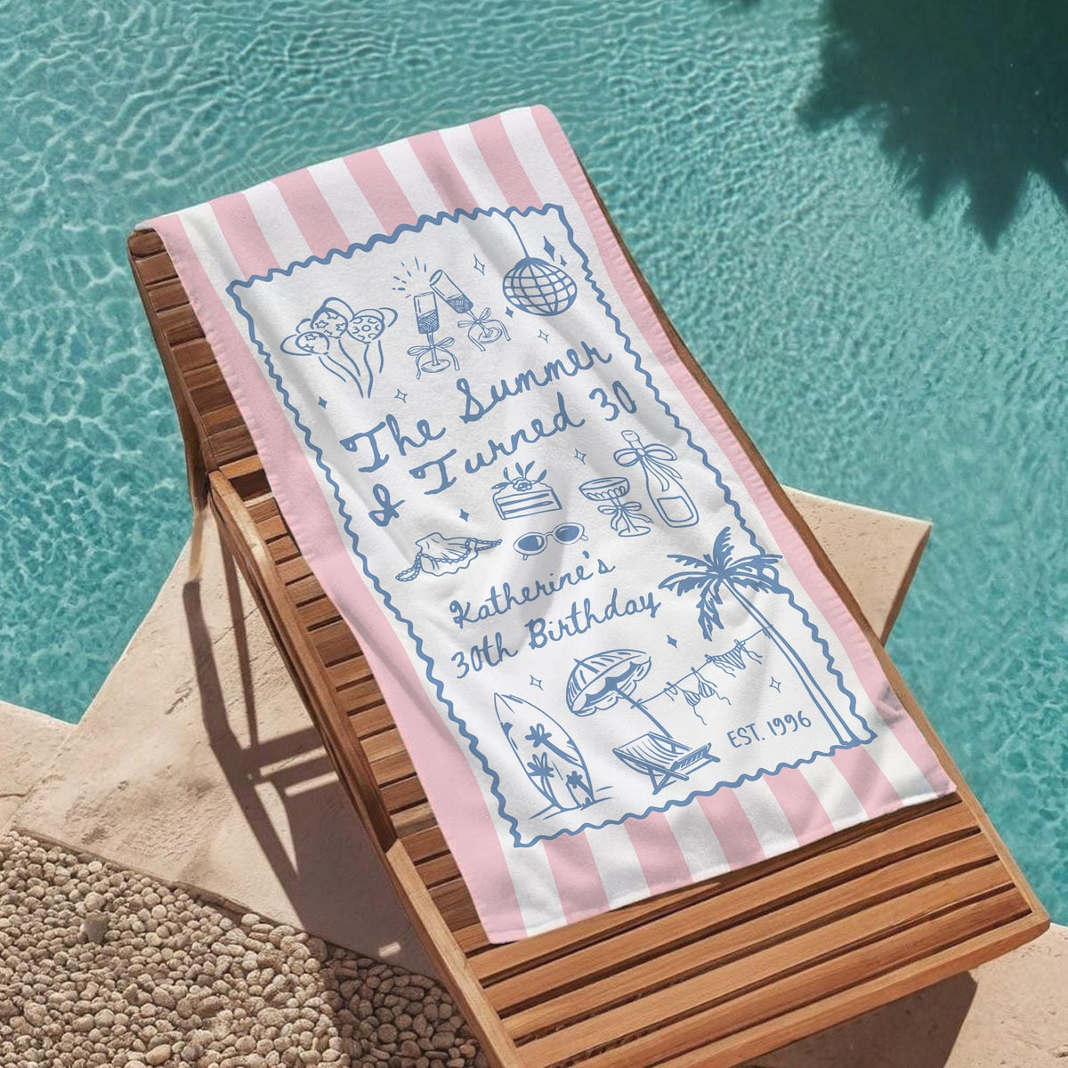 Custom Birthday Trip Beach Towel, Personalized Vacation Gift, Summer I Turned 30 40 50 Beach Towel, Family Trip Towel, Birthday Gift for Mom