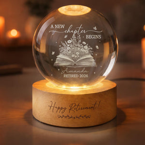 Personalized Retirement Crystal Ball LED Light, Retirement Gift for Women, Teacher Retirement, Going Away Gift for Coworker,Work Bestie Gift