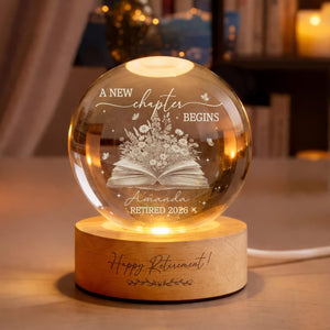 Personalized Retirement Crystal Ball LED Light, Retirement Gift for Women, Teacher Retirement, Going Away Gift for Coworker,Work Bestie Gift