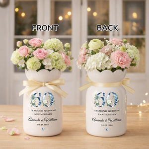 60th Anniversary Flower Vase, 60th Wedding Anniversary Gift, 60 Year Wedding Gift, 60th Married Gift for Parents,Diamond Wedding Anniversary