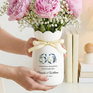 60th Anniversary Flower Vase, 60th Wedding Anniversary Gift, 60 Year Wedding Gift, 60th Married Gift for Parents,Diamond Wedding Anniversary
