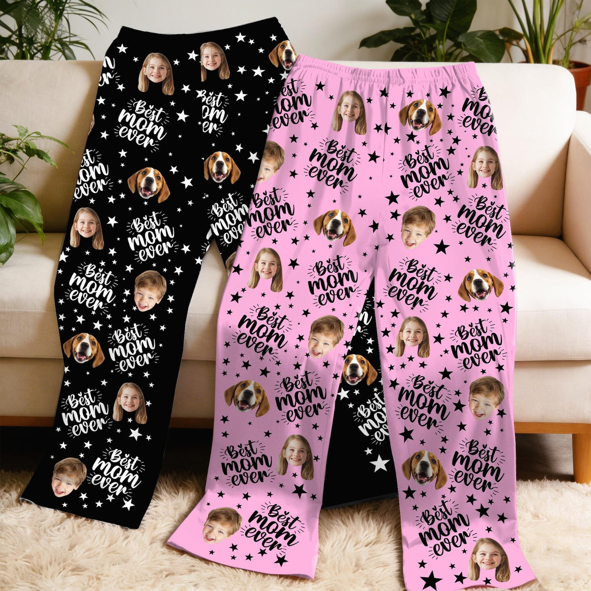 Custom Photo Pajama Pants, Personalized Mother's Day Gift, Kids and Dogs Sleepwear