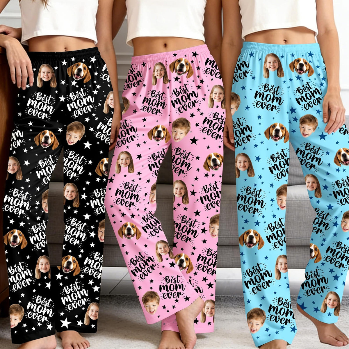 Custom Photo Pajama Pants, Personalized Mother's Day Gift, Kids and Dogs Sleepwear