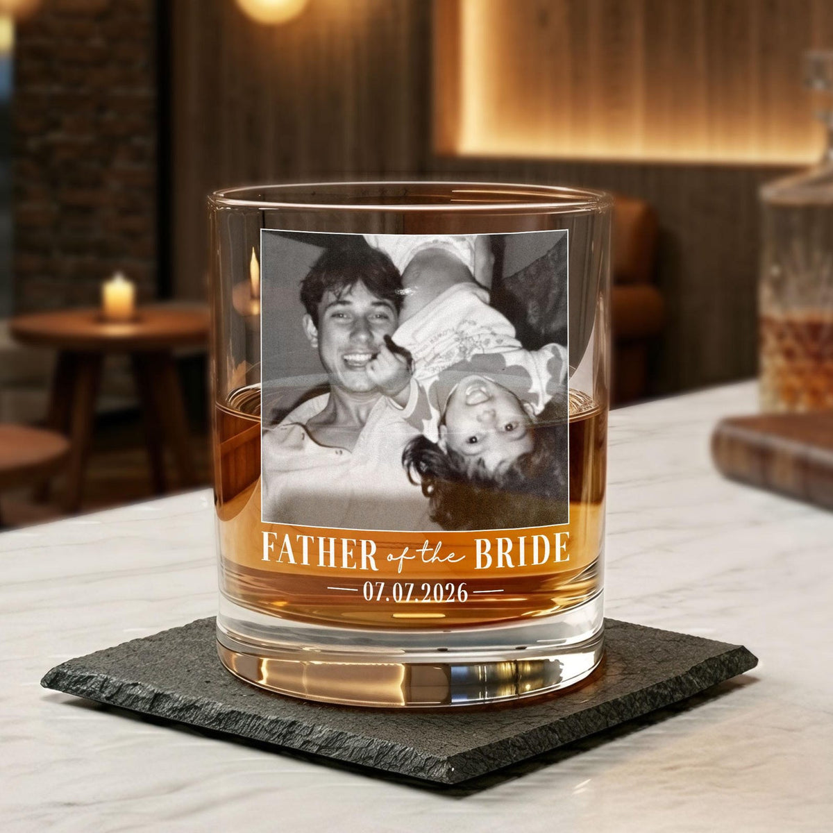 Engraved Whiskey Crystal Glass for Father of the Bride/Father of the Groom - Custom Wedding Gift, Father's Day Gift for Dad