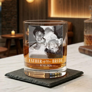 Engraved Whiskey Crystal Glass for Father of the Bride/Father of the Groom - Custom Wedding Gift, Father's Day Gift for Dad