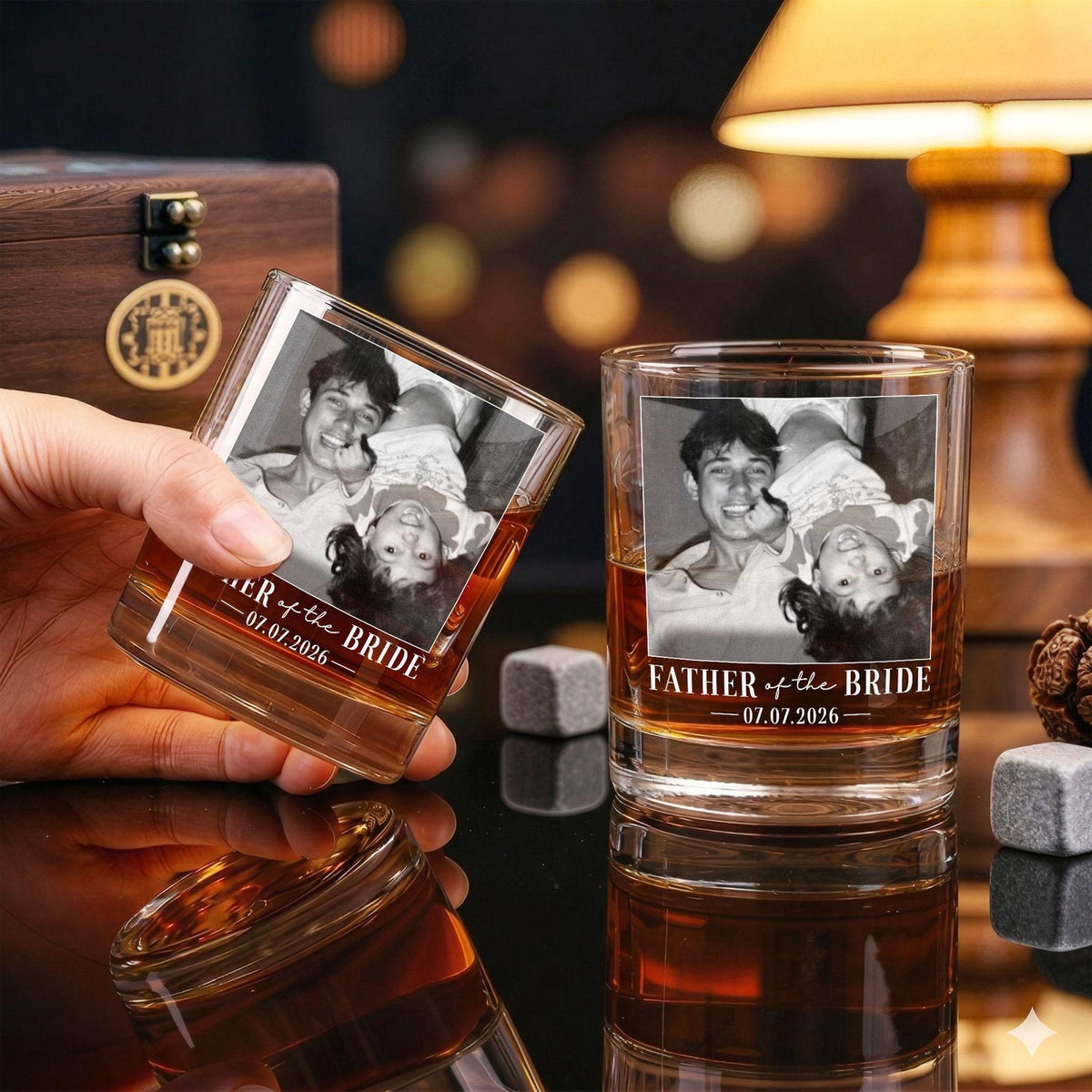 Engraved Whiskey Crystal Glass for Father of the Bride/Father of the Groom - Custom Wedding Gift, Father's Day Gift for Dad