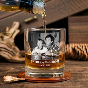 Engraved Whiskey Crystal Glass for Father of the Bride/Father of the Groom - Custom Wedding Gift, Father's Day Gift for Dad