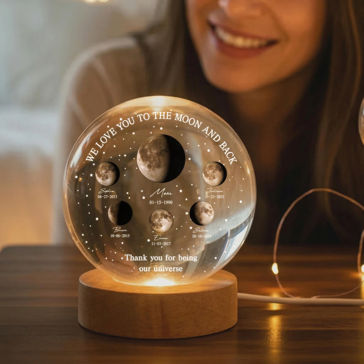 Thank You For Being Our Universe Mom Crystal Ball Lamp, Love You To The Moon and Back, Mother s Day Gift