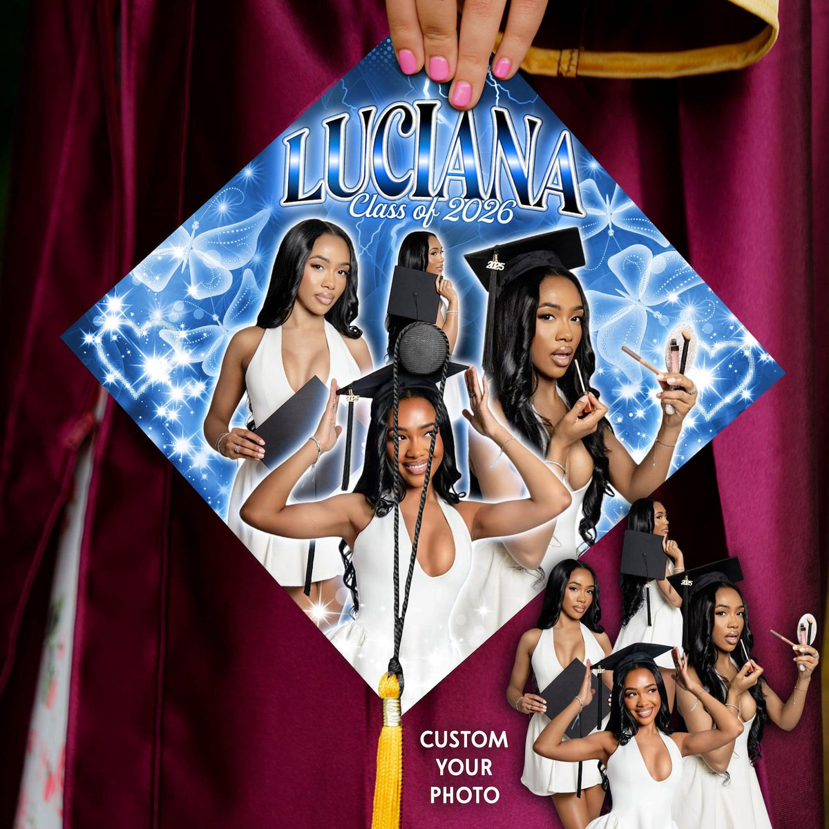 Custom Senior Graduation Cap Topper, Personalized High School Grad Cap Decoration, Senior Gift, Class of 2026
