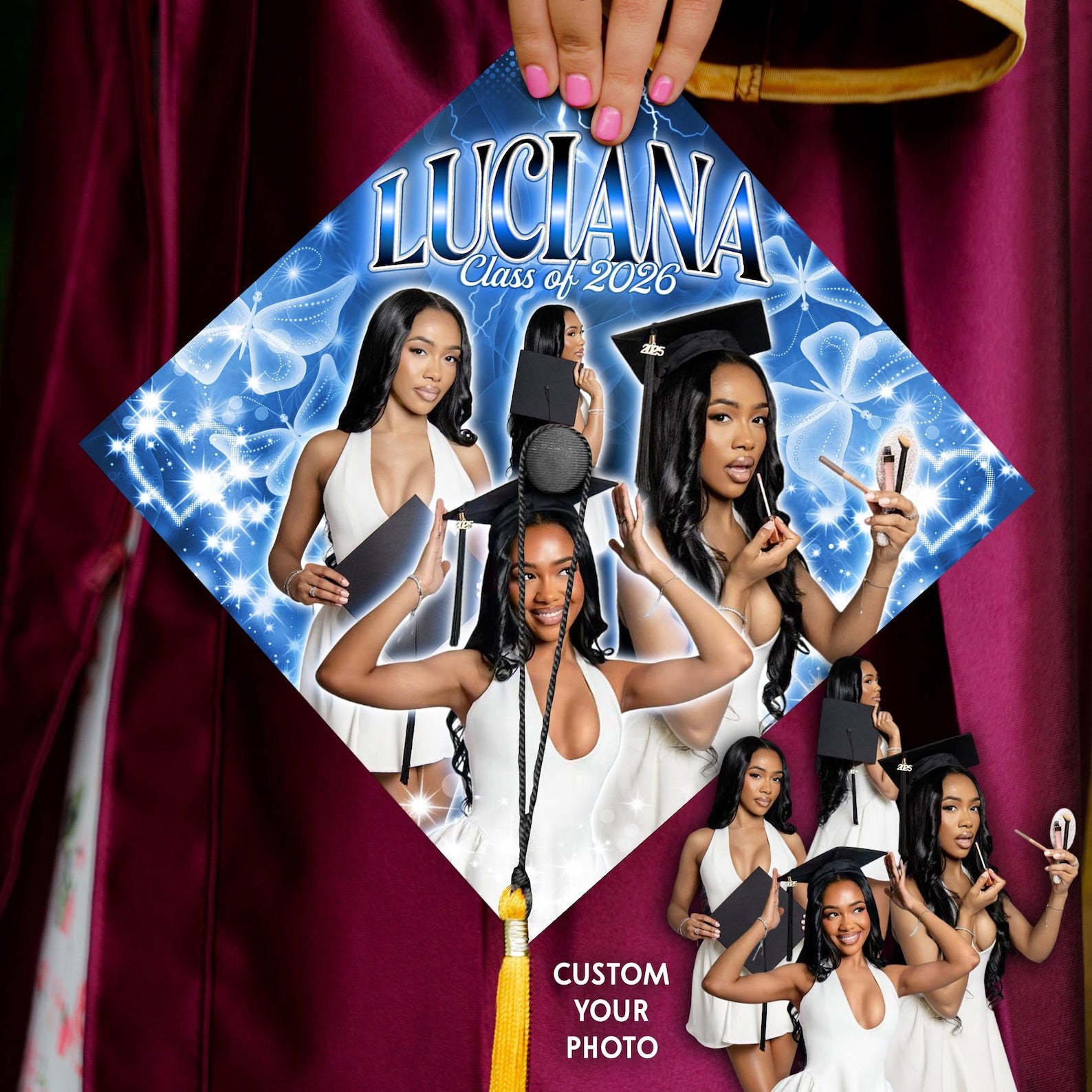 Custom Senior Graduation Cap Topper, Personalized High School Grad Cap Decoration, Senior Gift, Class of 2026