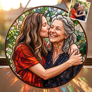 Custom Stained Glass Suncatcher Mother's Day Gift from Daughter Son Personalized Mother s Day Family Portrait Grandmother Present Mom Gift