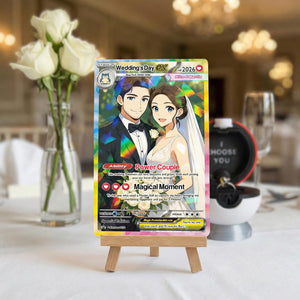 Custom Poke-Inspired Couple Keepsake Wedding & Anniversary Photo to Holo Card