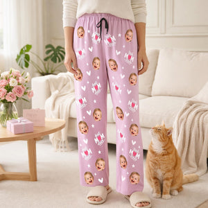 Personalized Mother's Day Pajamas, Best Mom Ever Pajamas, Custom Photo Short Sleeve PJs, Face or Pet Print Sleepwear, Matching Family Gift