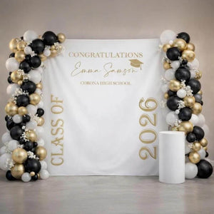 Personalized Class of 2026 Graduation Backdrop Banner, Grad Party Decoration, Photo Booth Background for Graduation Celebration Decor