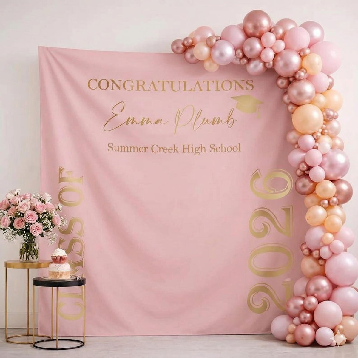 Personalized Class of 2026 Graduation Backdrop Banner, Grad Party Decoration, Photo Booth Background for Graduation Celebration Decor