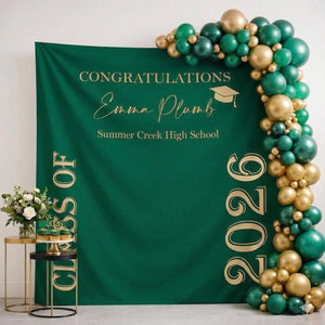 Personalized Class of 2026 Graduation Backdrop Banner, Grad Party Decoration, Photo Booth Background for Graduation Celebration Decor