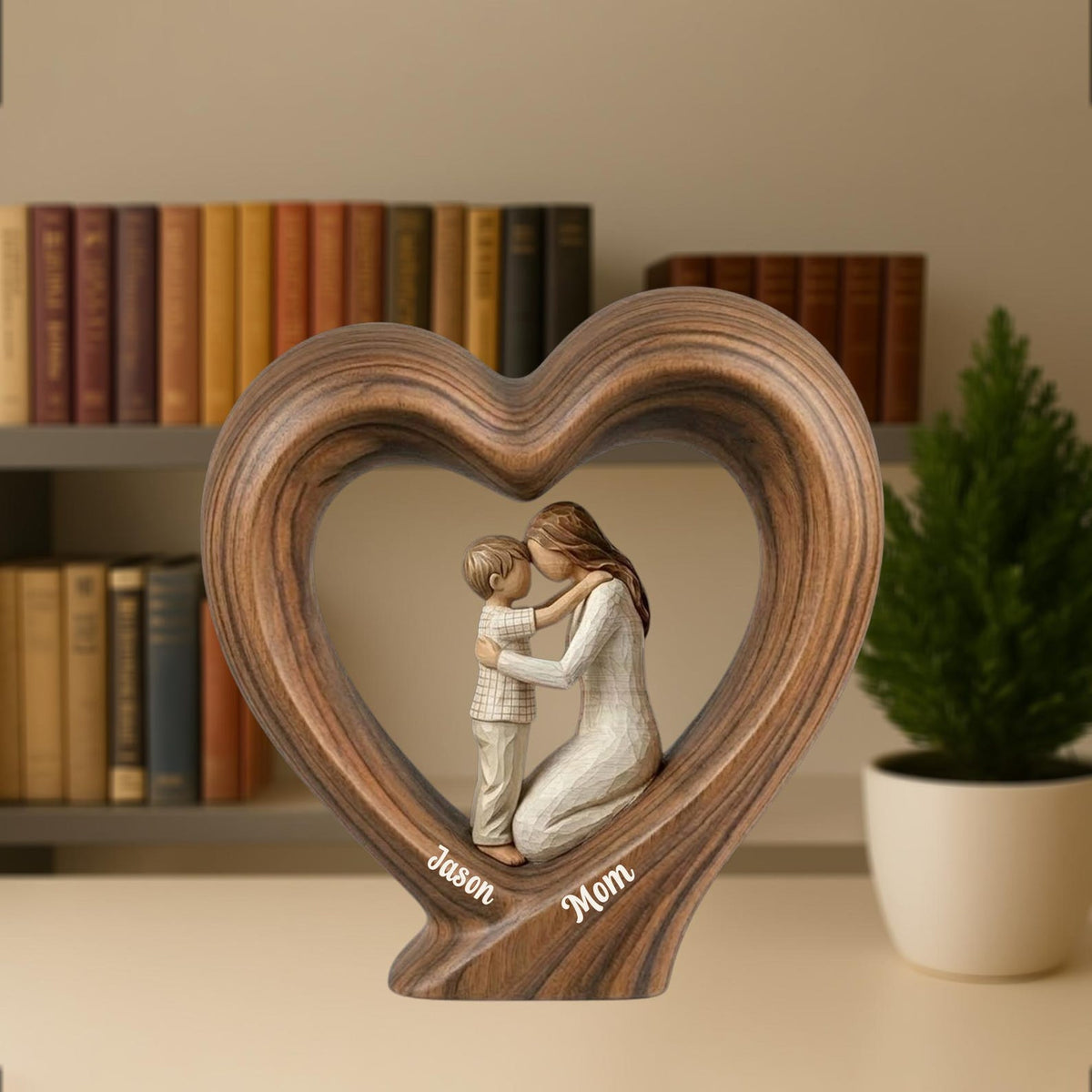 Personalized Mom And Daughter Wooden Heart Block, Mother And Son Gift, Custom Name Family Keepsake Decor, Mom Gift, Mothers Day Gift