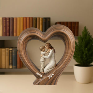 Personalized Mom And Daughter Wooden Heart Block, Mother And Son Gift, Custom Name Family Keepsake Decor, Mom Gift, Mothers Day Gift