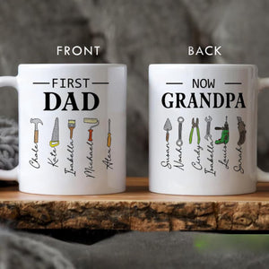 Personalized First Dad Now Grandpa Mug, Papa Garage Mug, New Grandpa Gift, Father's Day Gift