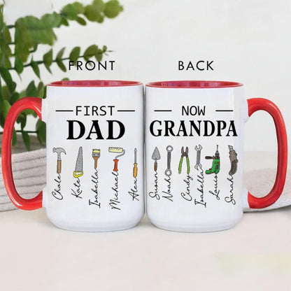 Personalized First Dad Now Grandpa Mug, Papa Garage Mug, New Grandpa Gift, Father's Day Gift