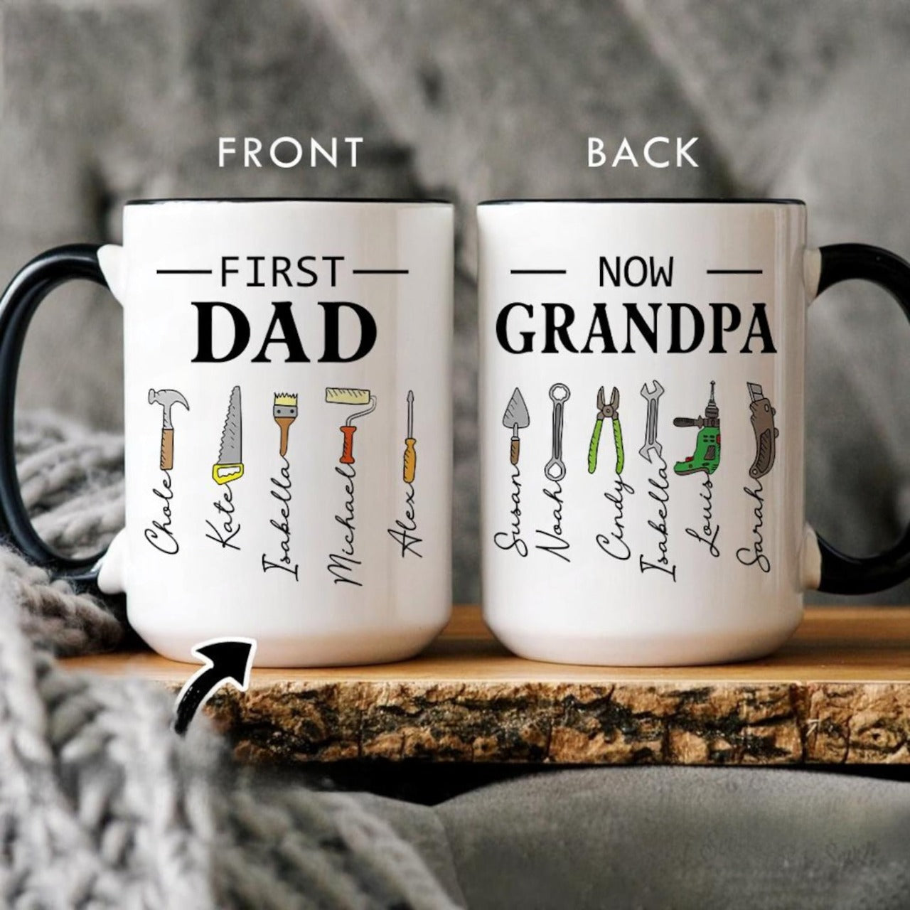 Personalized First Dad Now Grandpa Mug, Papa Garage Mug, New Grandpa Gift, Father's Day Gift