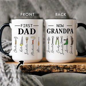Personalized First Dad Now Grandpa Mug, Papa Garage Mug, New Grandpa Gift, Father's Day Gift