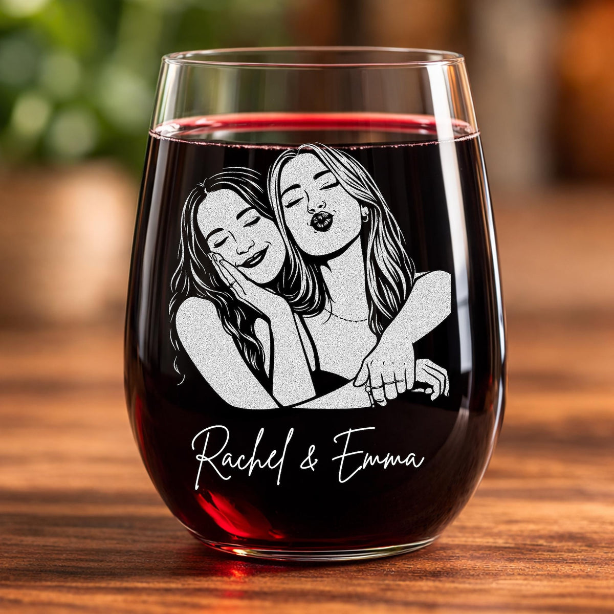 Personalized Besties Portrait Wine Glass, Best Friend Gifts for Her, Soul Sister Gift, Friendship Gift, BFF Gift, Birthday Gifts For Besties