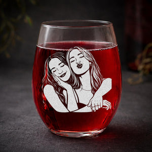 Personalized Besties Portrait Wine Glass, Best Friend Gifts for Her, Soul Sister Gift, Friendship Gift, BFF Gift, Birthday Gifts For Besties