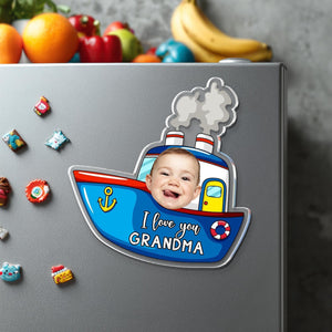Personalized Car Kids Photo Fridge Magnet: Kids Face With Truck Frame Magnet, Mothers Day Gift For Mom, Grandma, Nana