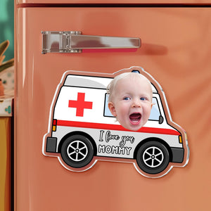 Personalized Car Kids Photo Fridge Magnet: Kids Face With Truck Frame Magnet, Mothers Day Gift For Mom, Grandma, Nana