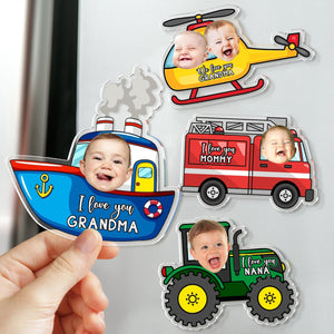 Personalized Car Kids Photo Fridge Magnet: Kids Face With Truck Frame Magnet, Mothers Day Gift For Mom, Grandma, Nana