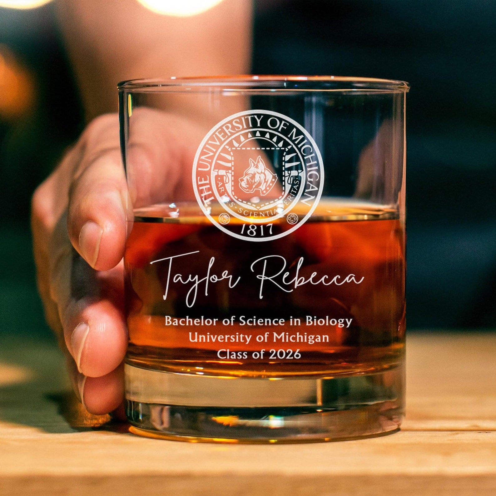 Custom College Logo Graduation Whiskey Glass - Engraved Grad Gift for Graduates To Celebrate Your Hard Work, Class of 2026