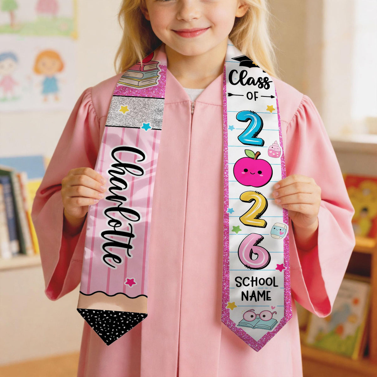 Custom Kid Graduation Stole,Grad Gift for Kids,Class of 2026 Sash,Kids Graduation Sash,Sash For Preschool Kindergarten,Gift For Son Daughter