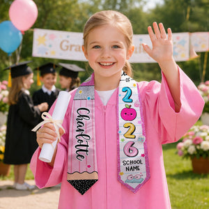 Custom Kid Graduation Stole,Grad Gift for Kids,Class of 2026 Sash,Kids Graduation Sash,Sash For Preschool Kindergarten,Gift For Son Daughter
