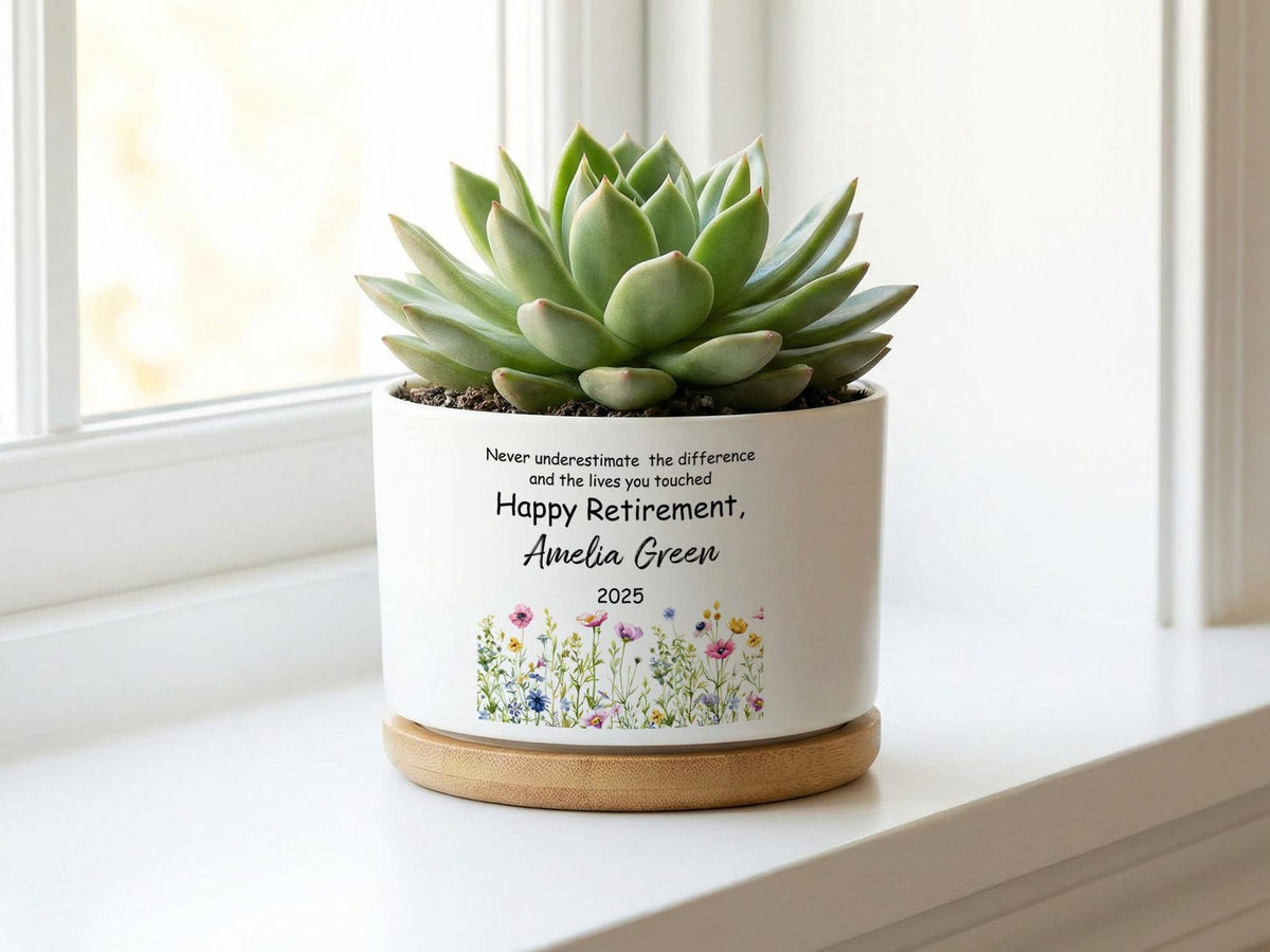 Personalized Retirement Plant Pot, Happy Retirement Gift Flower Pot , Custom Retirement Gift for Women, Coworker Gift,